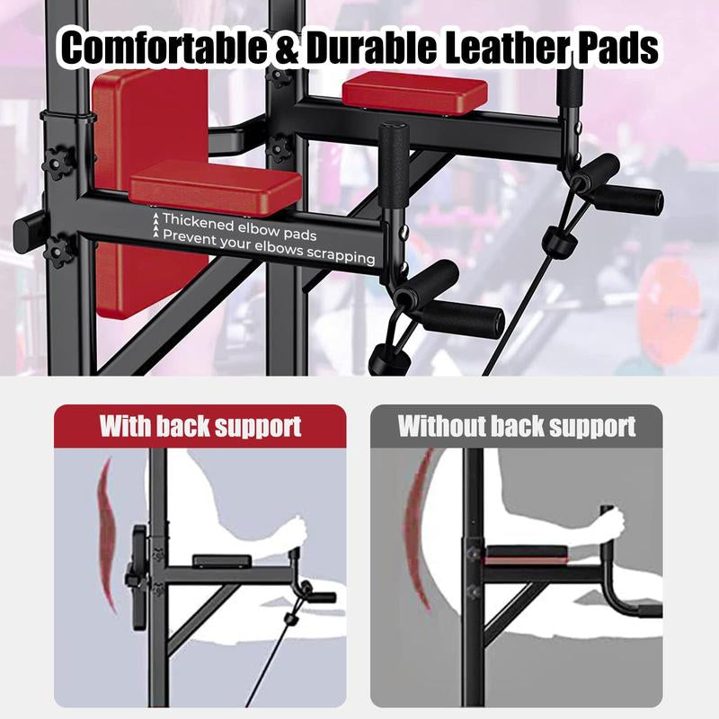 Leasbar Power Tower Pull up Bar for Home Gym,Multi Functional Dip Bar Station,Adjustable Height Workout Dip Station Strength Training Fitness Equipment
