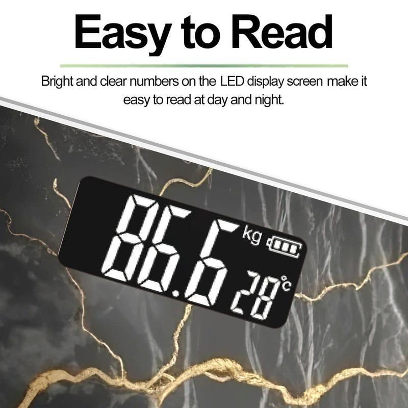 Opump Scale for Body Weight, Black Marble Digital Bathroom Scale,Weight Scale with LED Display Accurate to 0.1Lb 400 Lbs/180Kg Maximum Load Capacity