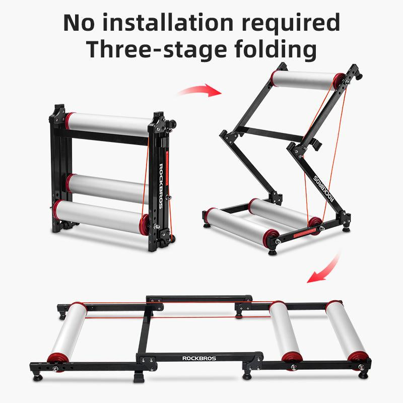 ROCKBROS Bike Rollers Adjustable Bike Trainer Stand Foldable Indoor Cycling Bicycle Roller with Resistance for MTB Road Bike Exercise