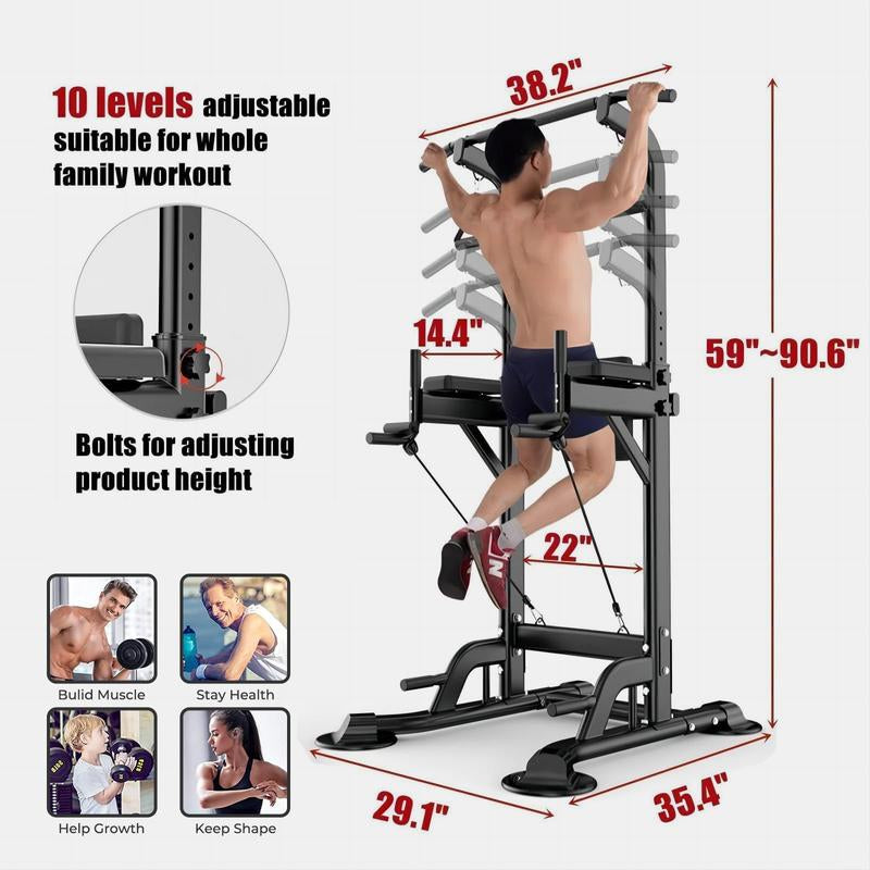 Leasbar Power Tower Pull up Bar for Home Gym,Multi Functional Dip Bar Station,Adjustable Height Workout Dip Station Strength Training Fitness Equipment