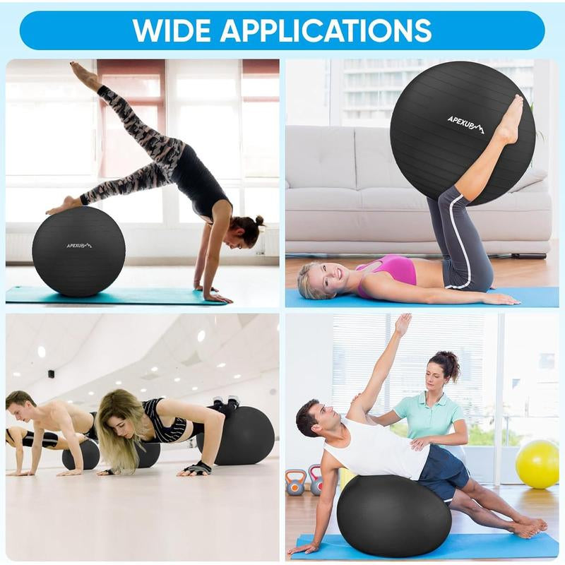 Yoga Ball Exercise Ball, anti Slip Stability Ball Chair, Heavy Duty Large Gym Ball for Fitness, Balance, Core Workout and Physical Therapy