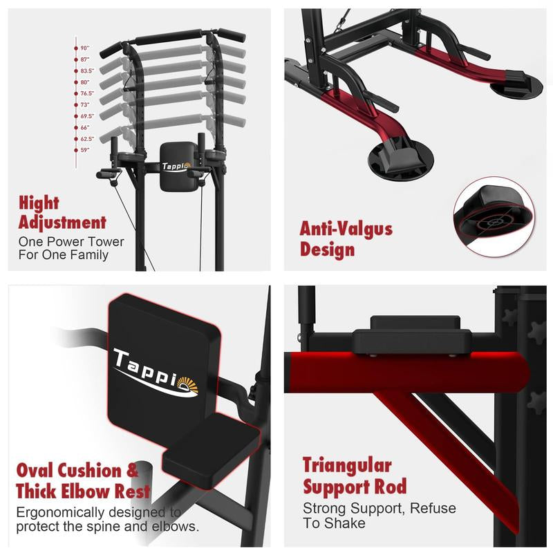 Leasbar Power Tower Pull up Bar for Home Gym,Multi Functional Dip Bar Station,Adjustable Height Workout Dip Station Strength Training Fitness Equipment