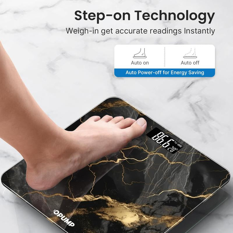 Opump Scale for Body Weight, Black Marble Digital Bathroom Scale,Weight Scale with LED Display Accurate to 0.1Lb 400 Lbs/180Kg Maximum Load Capacity