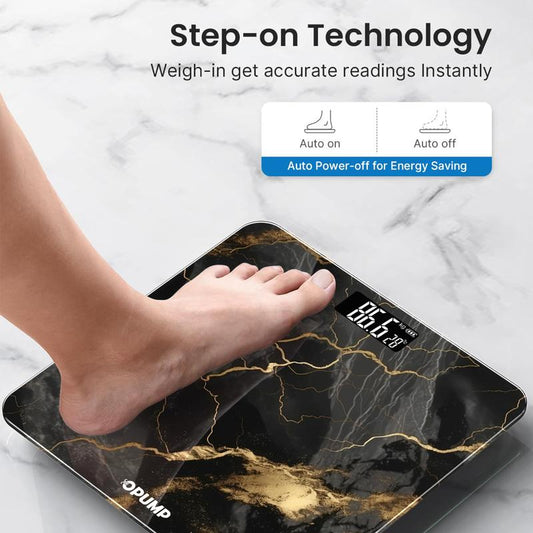 Opump Scale for Body Weight, Black Marble Digital Bathroom Scale,Weight Scale with LED Display Accurate to 0.1Lb 400 Lbs/180Kg Maximum Load Capacity