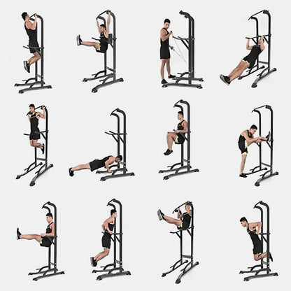 Leasbar Power Tower Pull up Bar for Home Gym，Multi Functional Dip Bar Station，Adjustable Height Workout Dip Station Strength Training Fitness Equipment