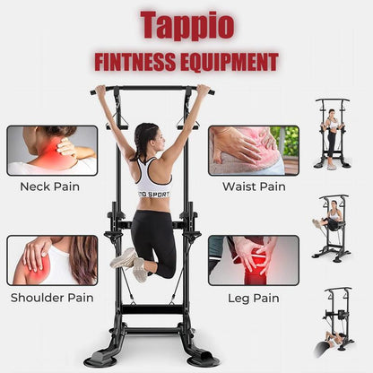 Leasbar Power Tower Pull up Bar for Home Gym，Multi Functional Dip Bar Station，Adjustable Height Workout Dip Station Strength Training Fitness Equipment