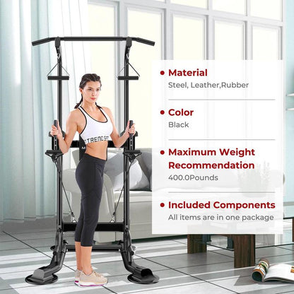Leasbar Power Tower Pull up Bar for Home Gym，Multi Functional Dip Bar Station，Adjustable Height Workout Dip Station Strength Training Fitness Equipment