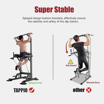 Leasbar Power Tower Pull up Bar for Home Gym，Multi Functional Dip Bar Station，Adjustable Height Workout Dip Station Strength Training Fitness Equipment