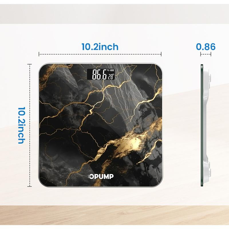 Opump Scale for Body Weight, Black Marble Digital Bathroom Scale,Weight Scale with LED Display Accurate to 0.1Lb 400 Lbs/180Kg Maximum Load Capacity
